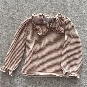 Zara Pink Ruffled Blouse with Peter Pan Collar